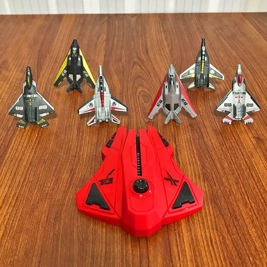Outdoor Sport Games For Kids - 6pcs Fighter Plane Red Launcher Toy,